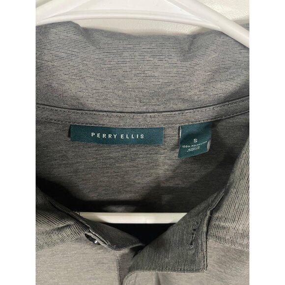 Perry Ellis Mens Grey Polo Shirt Small 100% Polyester Short Sleeve - Picture 4 of 9